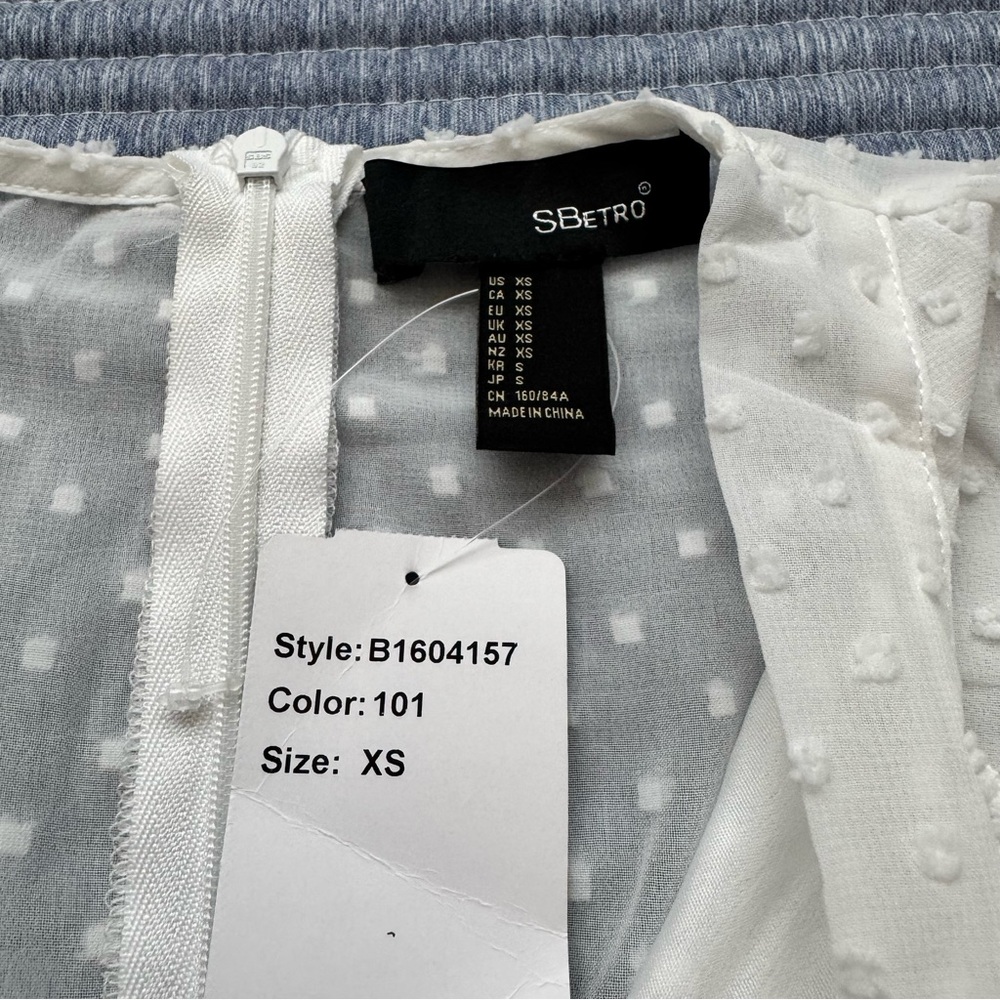 NWT SBerto White Swiss Dot Floral Lace Lined Sheer Long Sleeves Dress Size XS - Picture 6 of 15